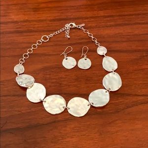 Silver necklace and earring set
